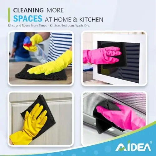 AIDEA Black Microfiber Cleaning Cloth-100PK, Reusable Cleaning Rags 12
