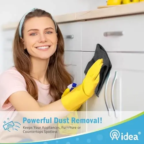 AIDEA Black Microfiber Cleaning Cloth-8PK, Cleaning Rags 12