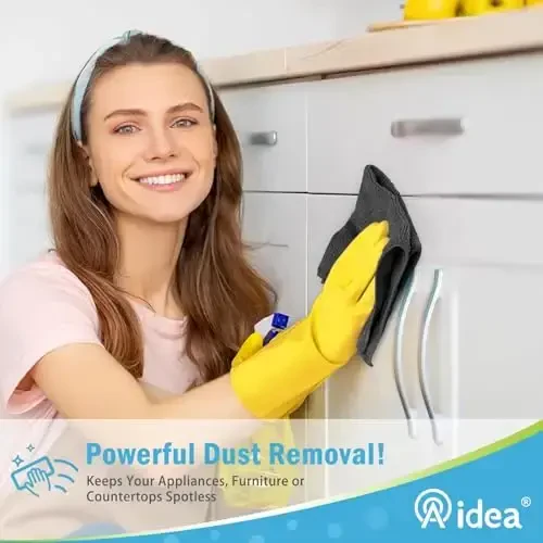 AIDEA Черные салфетки из микрофибры, 8 шт., Мягкие впитывающие полотенца из микрофибры, безворсовые чистящие салфетки для автомобилей, дома, кухни, окон (12x16 дюймов) - 8 шт. - 4