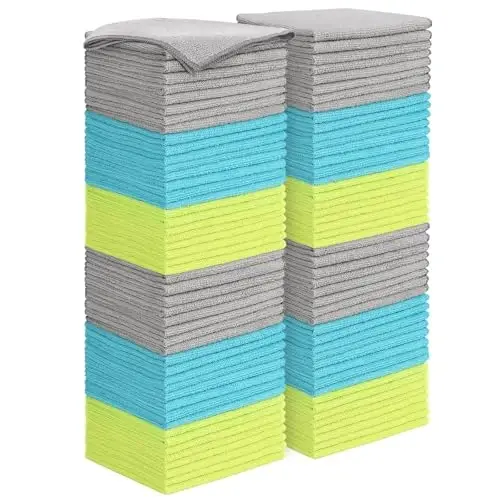 AIDEA Microfiber Cleaning Cloth-100PK, Cars uchun yumshoq mikrofiber sochiqlar, absorbent tozalovchi lattalar, uy, oshxona, deraza uchun tuk qoldirmaydigan chiziqsiz yuvish lattalari (12in.x16in.) - AIDEA