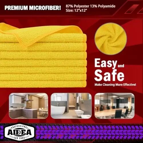 AIDEA Microfiber Cleaning Cloth, 10PK, Microfiber Towels for Cars, Premium All Purpose Car Cloths, Dusting Cloth Cleaning Rags, Absorbent Towels for SUVs, House, Kitchen, Window, 12