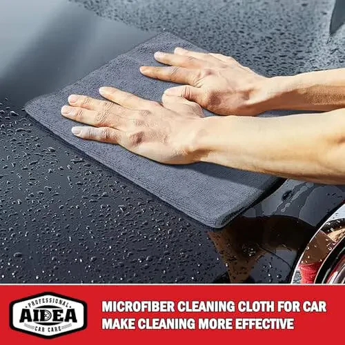 AIDEA Microfiber Cleaning Cloth 12 Pack, 12inx16in Microfiber Towel for Cars, Soft & Absorbent Microfiber Towels, Lint Free Cleaning Cloth, Premium Wash Cloth for House, Kitchen, Car, Shop Towels - 2
