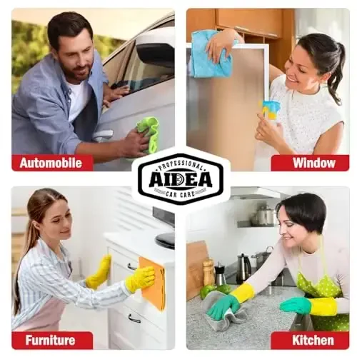 AIDEA Microfiber Cleaning Cloth 12 Pack, Microfiber Towels for Cars, Soft & Absorbent Cleaning Rags, Premium Lint Free Shop Towels for House, Kitchen, Car, 12inx16in, Black - 5