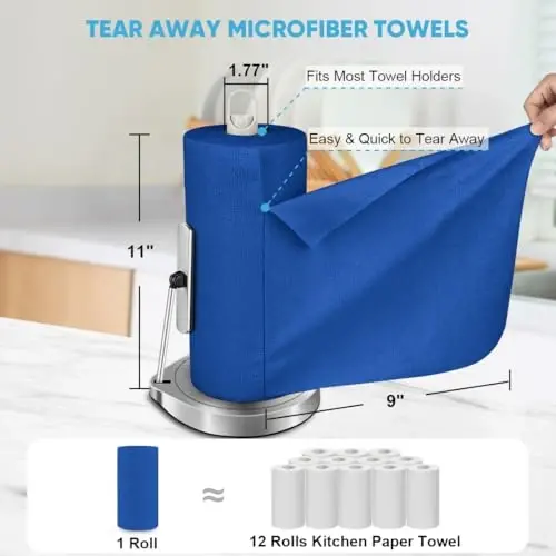 AIDEA Microfiber Cleaning Cloth 165 Sheets 3 Roll, Cleaning Rags 11×9