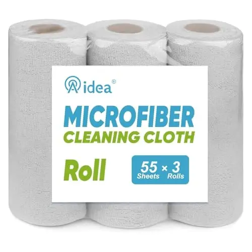 AIDEA Microfiber Cleaning Cloth 165 Sheets 3 Roll, Cleaning Rags 11×9