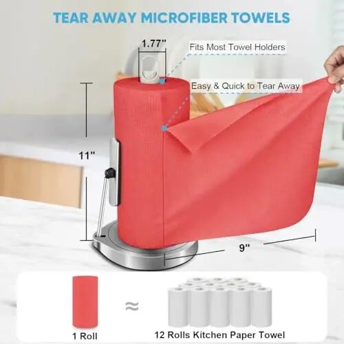 AIDEA Microfiber Cleaning Cloth-165 Sheets 3 Roll, Red Shop Towels 11×9