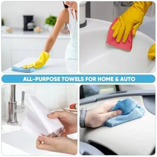 AIDEA Microfiber Cleaning Cloth-165 Sheets 3 Roll, Red Shop Towels 11×9