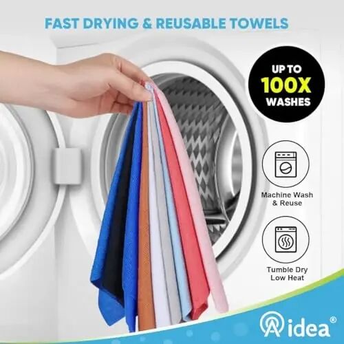 AIDEA Microfiber Cleaning Cloth-165 Sheets 3 Roll, Red Shop Towels 11×9