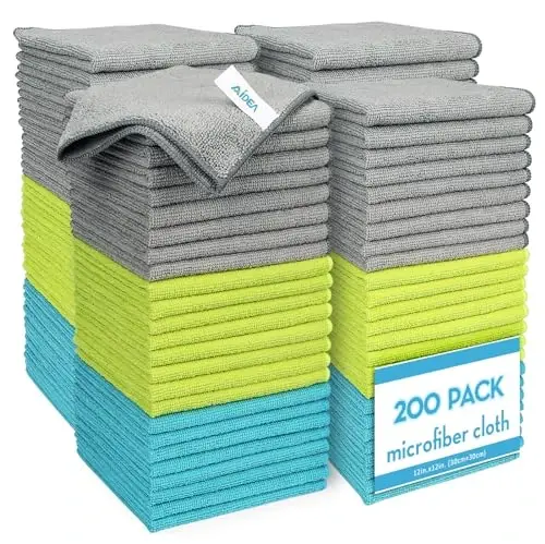 AIDEA Microfiber Cleaning Cloth-200PK, Microfiber Towels for Cars 12