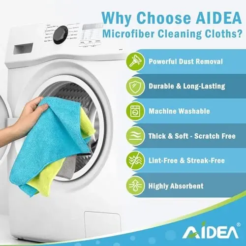 AIDEA Microfiber Cleaning Cloth-200PK, Microfiber Towels for Cars 12