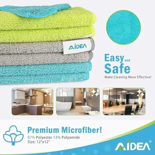 AIDEA Microfiber Cleaning Cloth-200PK, Microfiber Towels for Cars 12