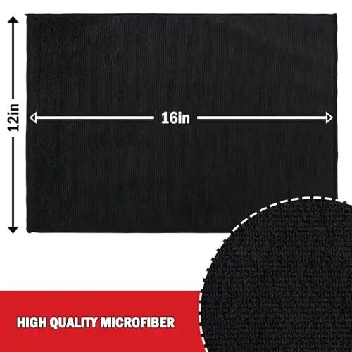 AIDEA Microfiber Cleaning Cloth 24 Pack, Microfiber Towels for Cars, Soft & Absorbent Cleaning Rags, Premium Lint Free Shop Towels for House, Kitchen, Car, 12inx16in, Black - 4