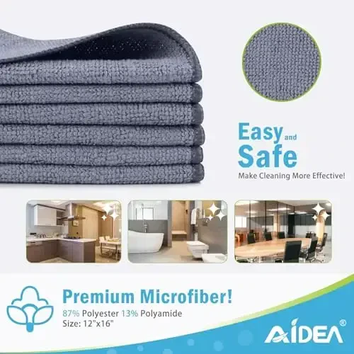 AIDEA Microfiber Cleaning Cloth-24PK, Soft Microfiber Towels for Cars, Absorbent Cleaning Rags, Lint-Free Streak-Free Wash Cloths for House, Kitchen, Window(12inx16in) - 2