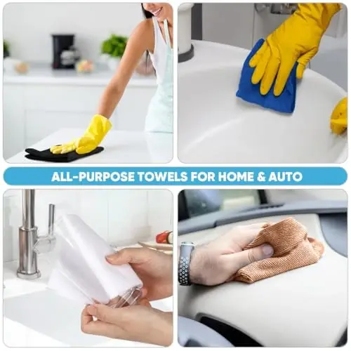 AIDEA Microfiber Cleaning Cloth 330 Sheets 6 Roll, Black Paper Towels 11×9