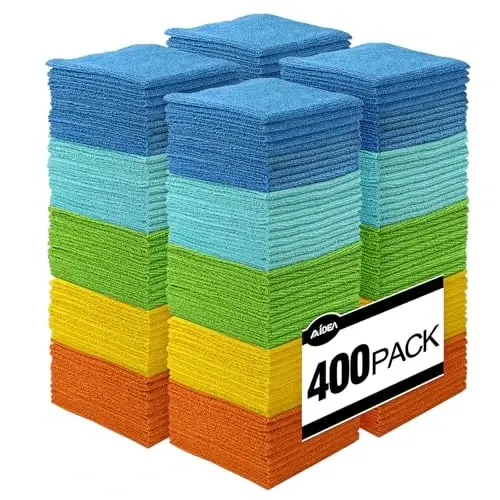 AIDEA Microfiber Cleaning Cloth, 400PK, Soft Absorbent Rags, Microfiber Towels for Cars, Kitchen Towels, Dusting Cloth for Home, Window, Cleaning Supplies, 12