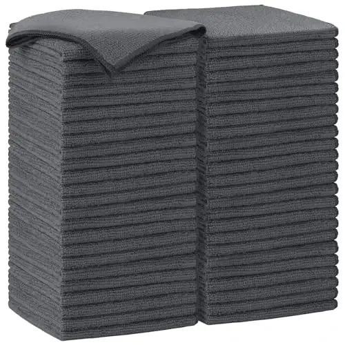 AIDEA Microfiber Cleaning Cloth-50PK, Mashinalar uchun yumshoq mikrofiber sochiqlar, shimuvchan tozalash latta, uy, oshxona, deraza uchun tuksiz chiziqsiz yuvish latta (12in.x12in), kulrang 