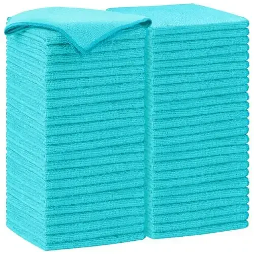 AIDEA Microfiber Cleaning Cloth-50PK, Soft Microfiber Towels for Cars, Absorbent Cleaning Rags, Lint-Free Streak-Free Wash Cloths for House, Kitchen, Window(12in.x12in), Blue - AIDEA