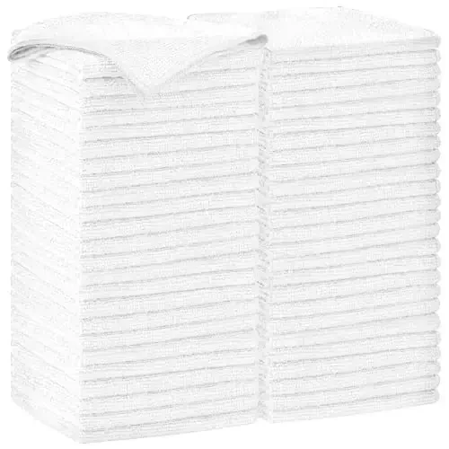 AIDEA Microfiber Cleaning Cloth-50PK, Soft Microfiber Towels for Cars, Absorbent Cleaning Rags, Lint-Free Streak-Free Wash Cloths for House, Kitchen, Window(12in.x12in), White 