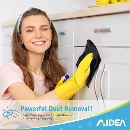 AIDEA Microfiber Cleaning Cloth-600PK, Soft Microfiber Towels for Cars, Absorbent Cleaning Rags, Lint-Free Streak-Free Wash Cloths for House, Kitchen, Window(12in.x12in), Black - 4