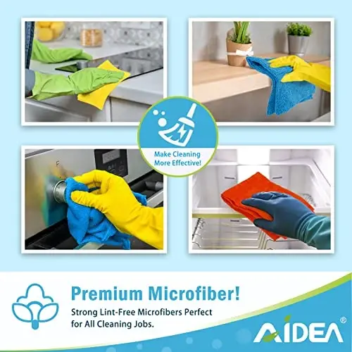 AIDEA Microfiber Cleaning Cloth, 800PK, Soft Absorbent Rags, Microfiber Towels for Cars, Kitchen Towels, Dusting Cloth for Home, Window, Cleaning Supplies, 12
