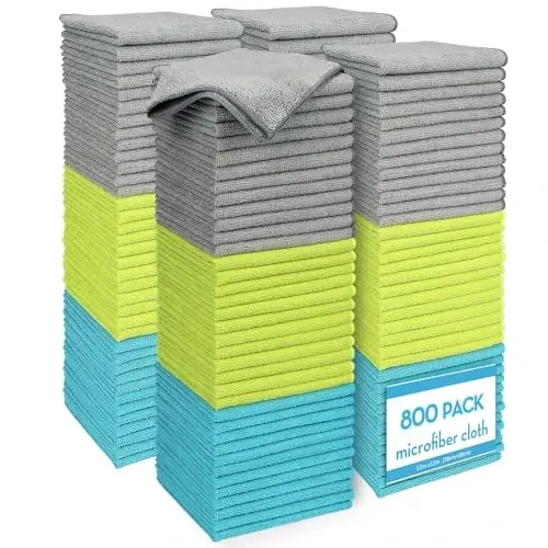 AIDEA Microfiber Cleaning Cloth-800PK, Soft Microfiber Towels for Cars, Absorbent Cleaning Rags, Lint-Free Streak-Free Wash Cloths for House, Kitchen, Window(12in.x12in) - 1