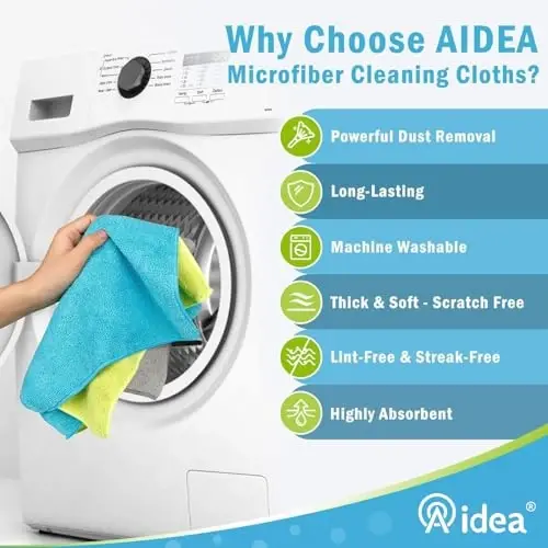 AIDEA Microfiber Cleaning Cloth-8PK, Soft Microfiber Towels for Cars, Absorbent Cleaning Rags, Lint-Free Streak-Free Wash Cloths for House, Kitchen, Window(12in.x16in.) (Pack of 2) - 3