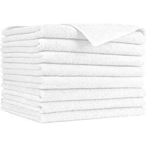 AIDEA Microfiber Cleaning Cloth-8PK, Soft Microfiber Towels for Cars, Absorbent Cleaning Rags, Lint-Free Streak-Free Wash Cloths for House, Kitchen, Window(12in.x16in), White - AIDEA