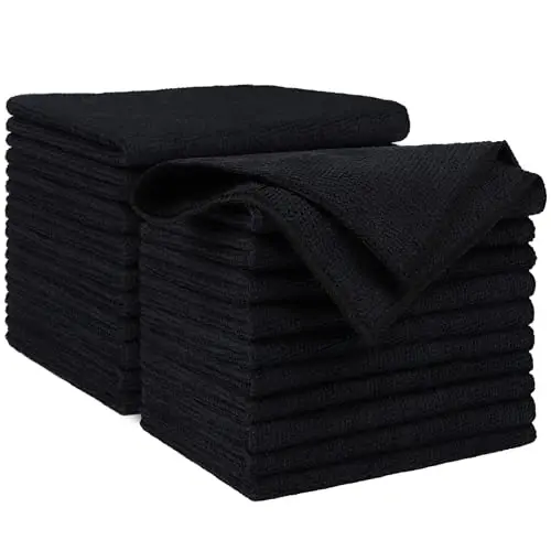 AIDEA Microfiber Cleaning Cloth Black 20PK, Microfiber Towels for Cars, Premium Car Cloth, Dusting Cloth Lint Free Cleaning Rags for SUVs, House, Kitchen, Window, Workshops,12×12