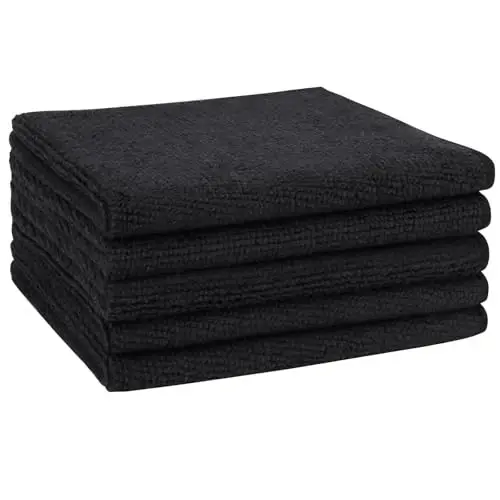 AIDEA Microfiber Cleaning Cloth Black 5PK, Microfiber Towels for Cars, Premium Car Cloths, Dusting Cloth Lint Free Cleaning Rags for SUVs, House, Kitchen, Window, Workshops,12×12