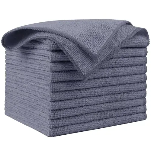 AIDEA Microfiber Cleaning Cloth Grey 10PK, Microfiber Towels 12