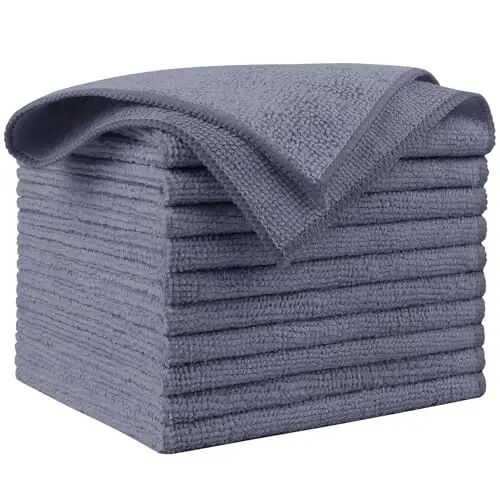 AIDEA Microfiber Cleaning Cloth Grey 10PK, Microfiber Towels 12