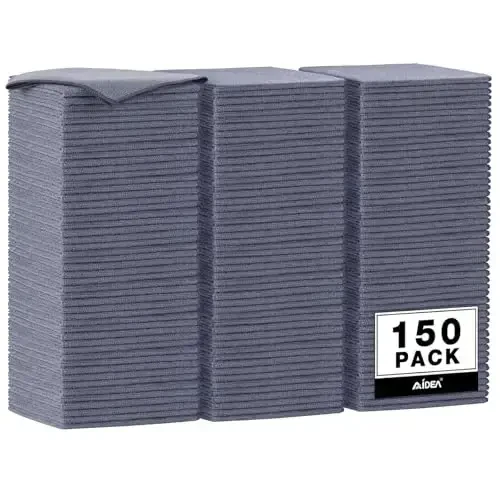 AIDEA Microfiber Cleaning Cloth Grey 150PK, Microfiber Towels for Cars, Premium Car Cloths, Dusting Cloth Lint Free Cleaning Rags for SUVs, House, Kitchen, Window, Workshops,12×12