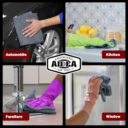 AIDEA Microfiber Cleaning Cloth Grey, 400PK, Microfiber Towels for Cars, Shop Towels Cleaning Rags, Premium Wash Cloths, Absorbent Towel for SUVs, House, Kitchen, Commercial, Cleaning Supplies 12×12