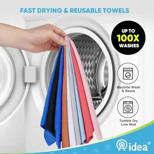 AIDEA Microfiber Cleaning Cloth, Red Shop Towels 55 Sheets (3 Roll), Microfiber Cloth for Cleaning Car, Reusable Paper Towels, Shop Rags Towels for Automotive, Mechanic, Workshops, House, 11×9