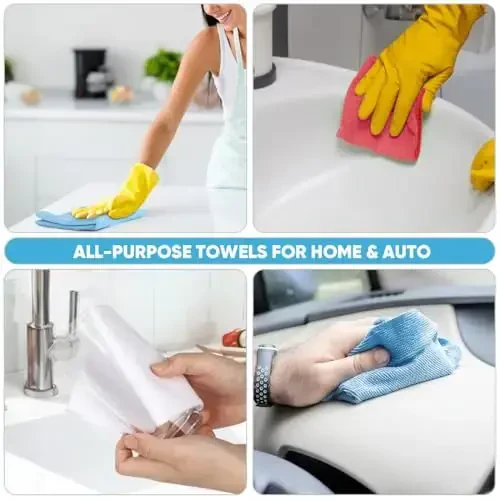 AIDEA Microfiber Cleaning Cloth, Red Shop Towels 55 Sheets (3 Roll), Microfiber Cloth for Cleaning Car, Reusable Paper Towels, Shop Rags Towels for Automotive, Mechanic, Workshops, House, 11×9