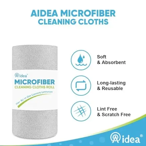 AIDEA Microfiber Cleaning Cloth Roll-55 Sheets, Microfiber Towels 11×9