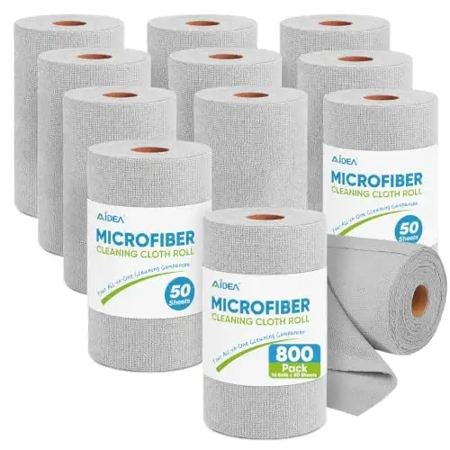 AIDEA Microfiber Cleaning Cloth Roll-800PK,Reusable Paper Towels 11.5×11.5