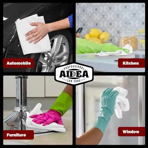 AIDEA Microfiber Cleaning Cloth White, 400PK, Shop Towels 12×12