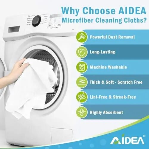 AIDEA Microfiber Cleaning Cloth White-400PK, Soft Microfiber Towels for Cars, Absorbent Cleaning Rags, Lint-Free Streak-Free Wash Cloths for House, Kitchen, Window,11.5