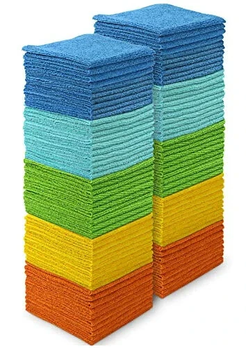 AIDEA Microfiber Cleaning Cloths - 100PK, Soft Absorbent Rags for Cleaning, Lint-Free Towels Cleaning, Kitchen Towels, Microfiber Dusting Cloth for Home, Car, Window, Cleaning Supplies - 12in.x12in. - MODAZONE