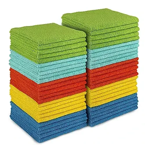 AIDEA Microfiber Cleaning Cloths-50PK, All-Purpose Cleaning Rags, Microfiber Rags for House, Microfiber Towels Cleaning, Dusting Cloth for Kitchen, Car, Window(12in.x 12in.) 