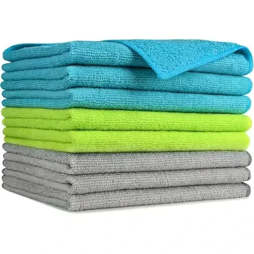 AIDEA Microfiber Cleaning Cloths-8PK, Soft Absorbent Microfiber Cloth, Lint-Free Streak-Free Cleaning Towels for Cars, House, Kitchen, Window(12in.x16in.)—8PK - AIDEA