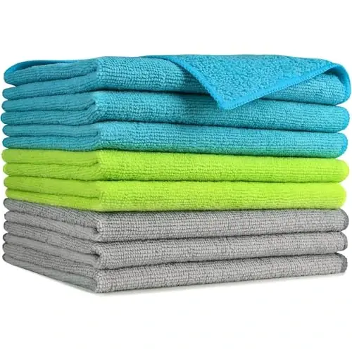 AIDEA Microfiber Cleaning Cloths-8PK, Soft Absorbent Microfiber Cloth, Lint-Free Streak-Free Cleaning Towels for Cars, House, Kitchen, Window(12in.x16in.)—8PK - AIDEA