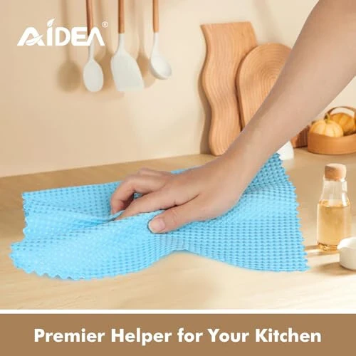 AIDEA Microfiber Glass Cleaning Cloth 12PK, Lint Free Cloth Polishing Cleaning Rags, Stainless Steel Wipes, Kitchen Dishcloths, Microfiber Towels for Car Detailing, Window, Home, 11×11