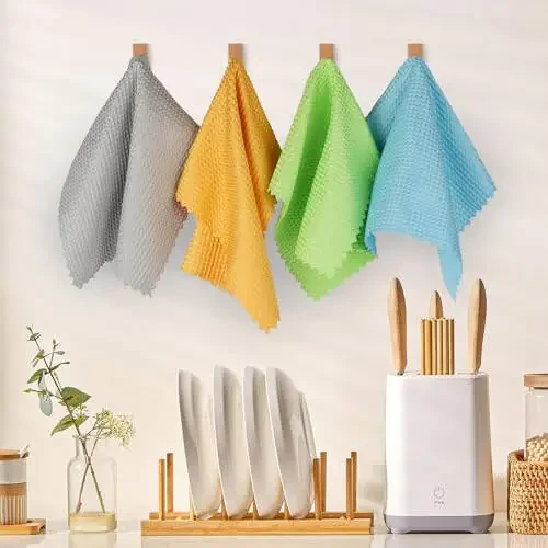 AIDEA Microfiber Glass Cleaning Cloth 12PK, Lint Free Cloth Polishing Cleaning Rags, Stainless Steel Wipes, Kitchen Dishcloths, Microfiber Towels for Car Detailing, Window, Home, 11×11