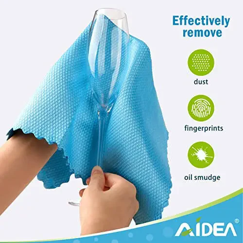 AIDEA Microfiber Glass Cleaning Cloths, 8PK, Premium Microfiber Glass and Window Cleaner, Lint Free Quickly Clean Windows, Glasses, Windshields, Mirrors, Stainless Steel, 12
