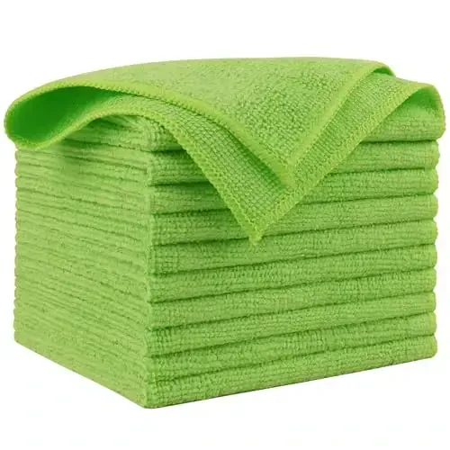 AIDEA Microfiber Tozalash Mato, 10 dona, Avtomobillar uchun Microfiber Sochiqlar, Premium Universal Avtomobil Mato, Chang Tozalash Mato Tozalash Latta, SUVlar uchun Shimuvchi Sochiqlar, Uy, Oshxona, Oyna, 12