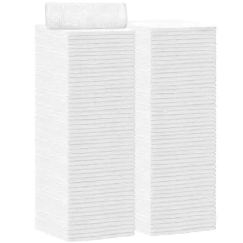 AIDEA Microfiber Tozalash Mato 100PK, Avtomobillar uchun Yumshoq Mikrofiber Sochiqlar, Absorbe qiluvchi Tozalash Latta, Uy, Oshxona, Oyna uchun tuklarsiz chiziqsiz yuvish matolari (12inx12in), Oq 