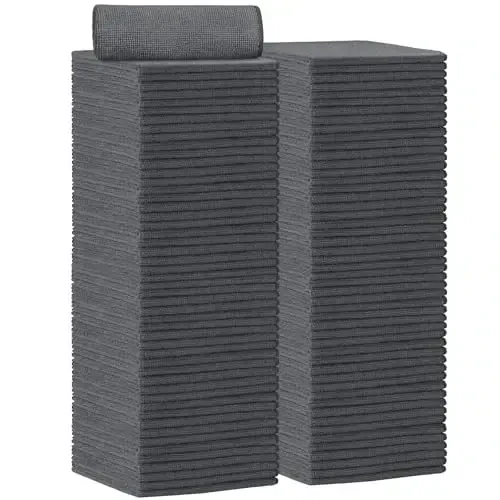 AIDEA Microfiber Tozalash Mato 100PK, Avtomobillar uchun Yumshoq Mikrofiber Sochiqlar, Singdiruvchi Tozalash Latta, Uy, Oshxona, Oyna uchun tuklarsiz chiziqsiz yuvish matolari (12inx12in), kulrang 