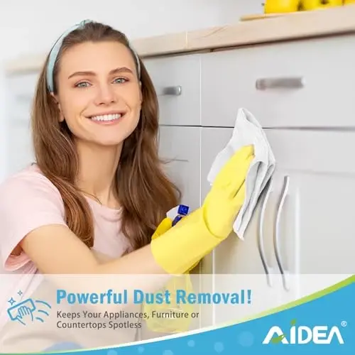 AIDEA Microfiber Tozalash Mato-12PK, Avtomobillar uchun yumshoq Microfiber Sochiqlar, Singdiruvchi Tozalash Latta, Uy, Oshxona, Deraza uchun tuk qoldirmaydigan chiziqsiz yuvish matolari (12 dyuym x 12 dyuym), Oq - 4